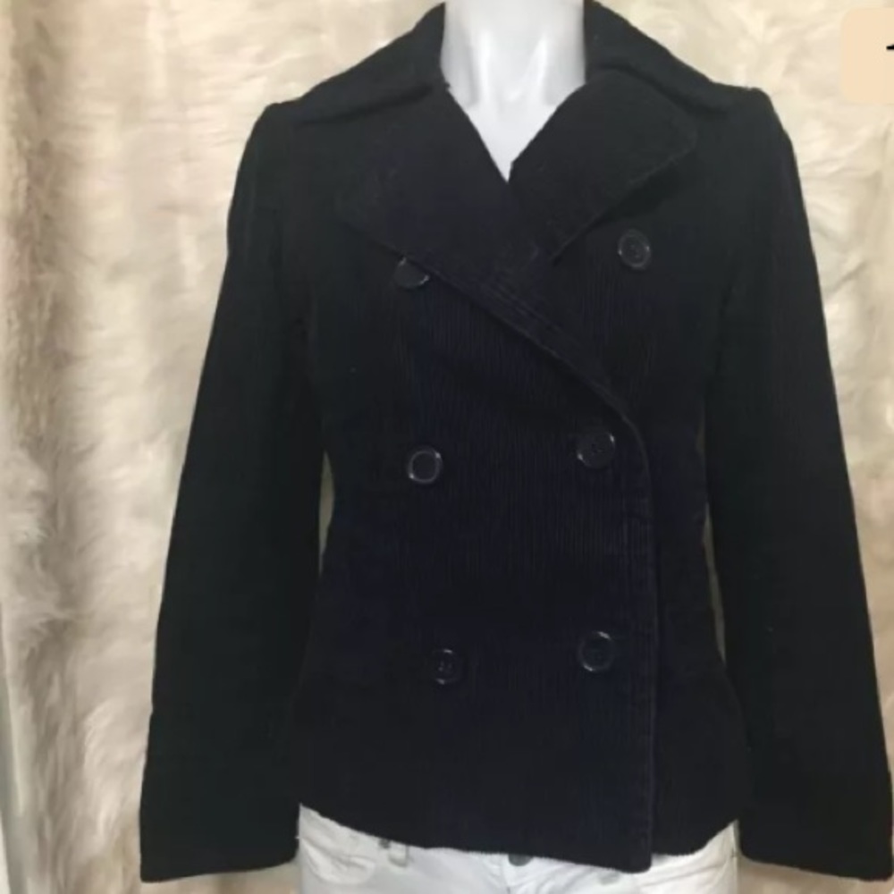 Gap Womens Corduroy Peacoat Blue Notched Jacket XS